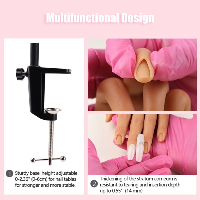 KnowU Nail Pratice Training Hand for Acrylic Nails with Stand Bracket,Soft Silicone Maniquin Hand, Flexible Bendable Nail Practice Fake Hand for Nails Art Practice Tool - Image 4